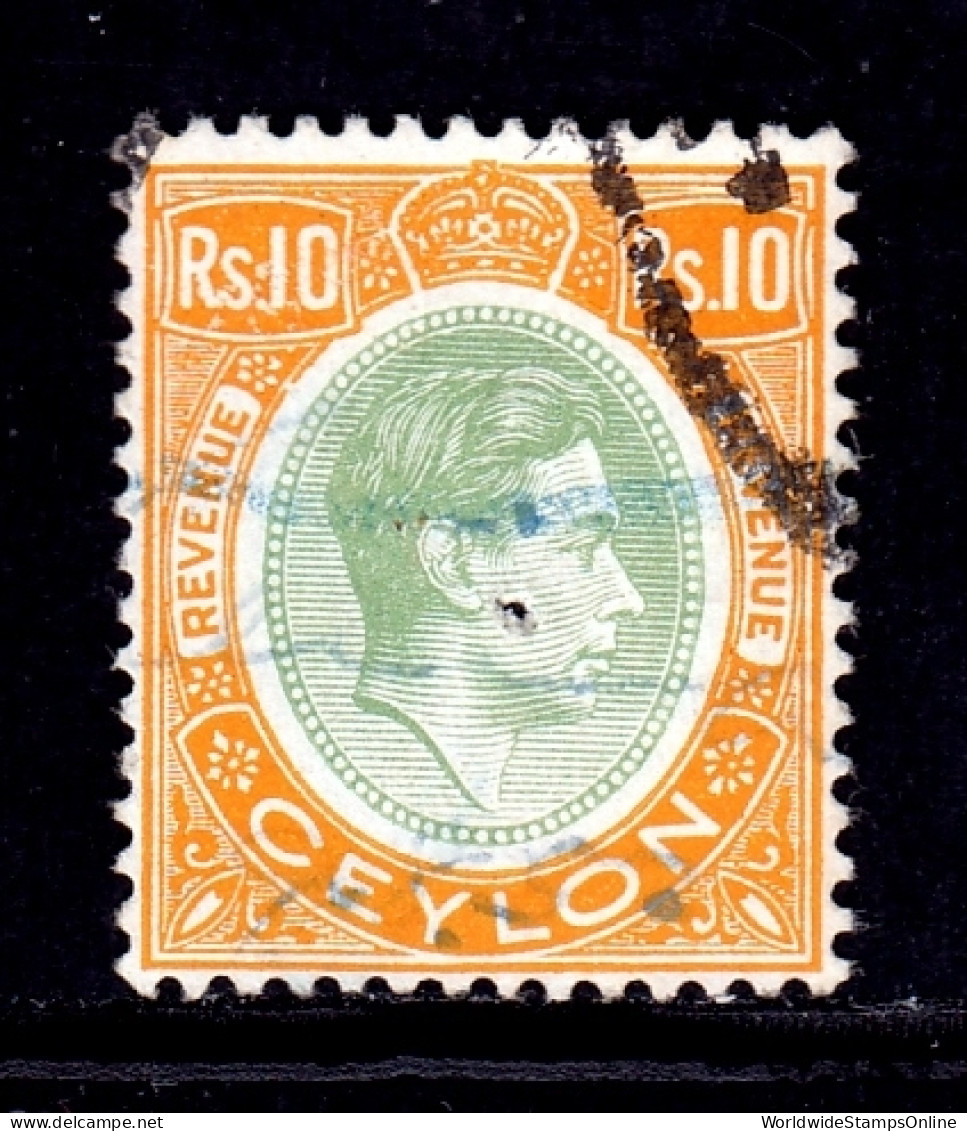 Ceylon - Scott #289A - Used - Pinhole, Revenue Cancel - Ceylon (...-1947)