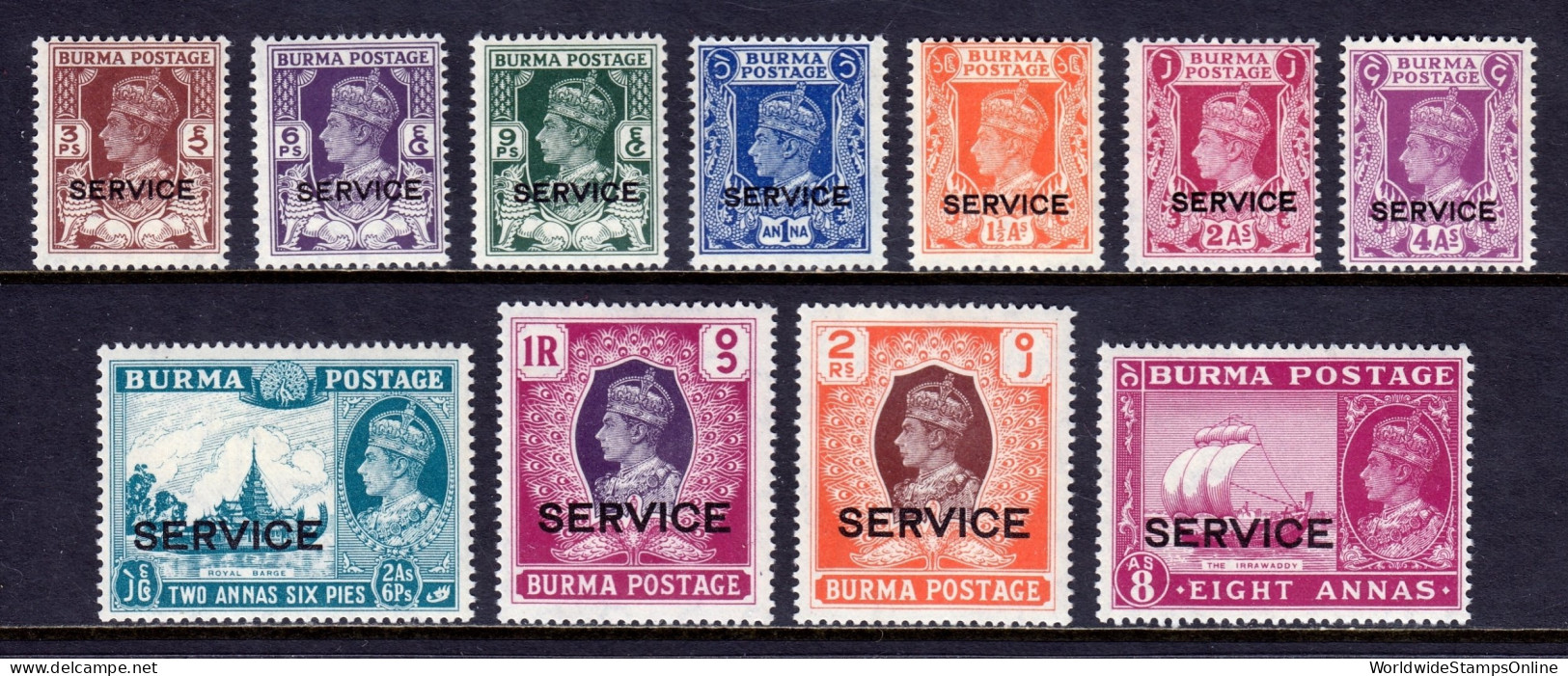 Burma - Scott #O28//O40 - MLH/MNH - Short Set - SCV $27 - Burma (...-1947)