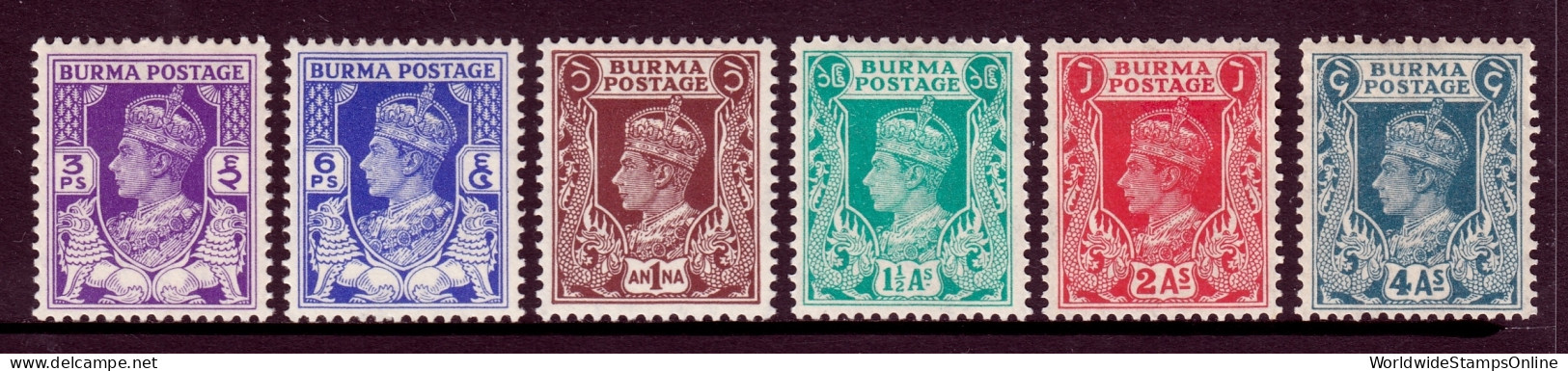 Burma - Scott #19//28 - MH - Short Set, Pencil/rev. On #28 - SCV $7.00 - Burma (...-1947)