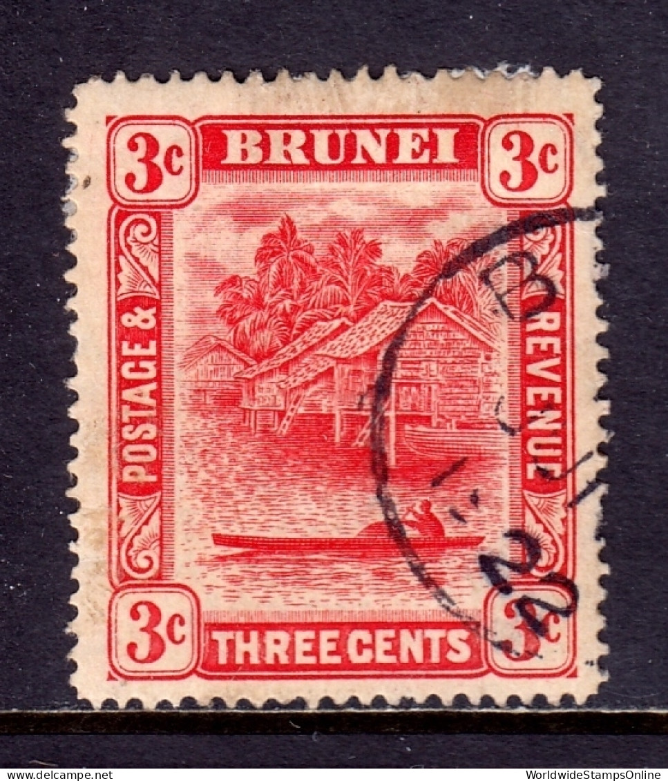 Brunei - Scott #18a - Used - Paper Adh./rev., Small Thin LR - SCV $45 - Brunei (...-1984)