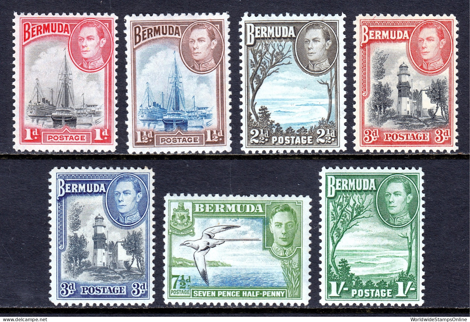 Bermuda - Scott #118//122 - MH - Short Set, Pulled Perf #121D - SCV $31 - Bermudas