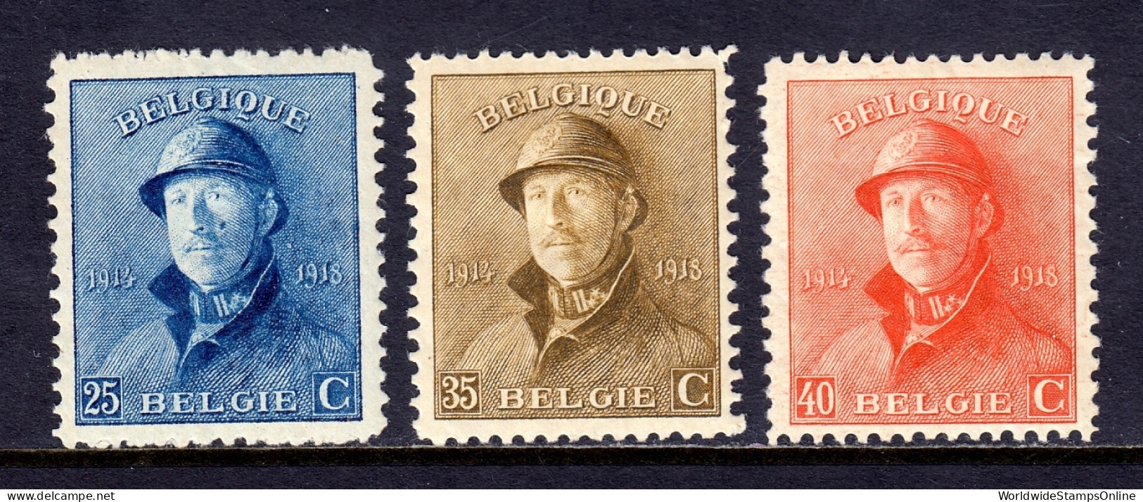 Belgium - Scott #130, 131, 132 - MH - Each With A Small Thin - SCV $9.60 - Oblitérés