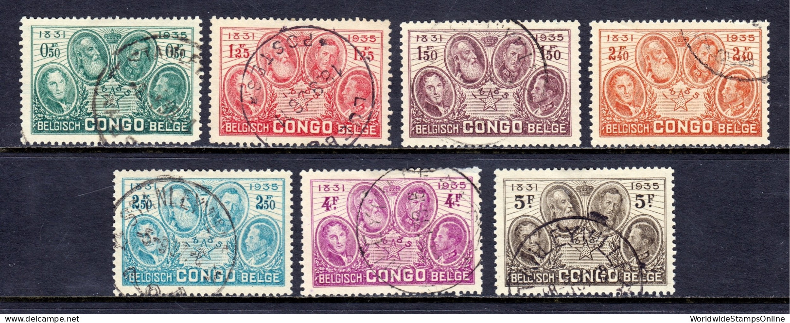 Belgian Congo - Scott #159-165 - Used - SCV $15 - Gebruikt