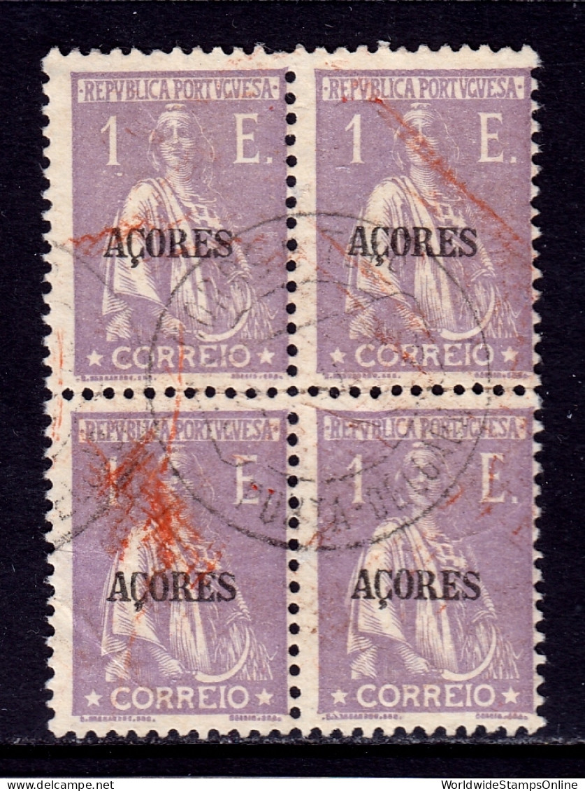 Azores - Scott #233 - Used - Blk/4 - A Bit Of Creasing, Weak Perfs - SCV $8.40 - Azores