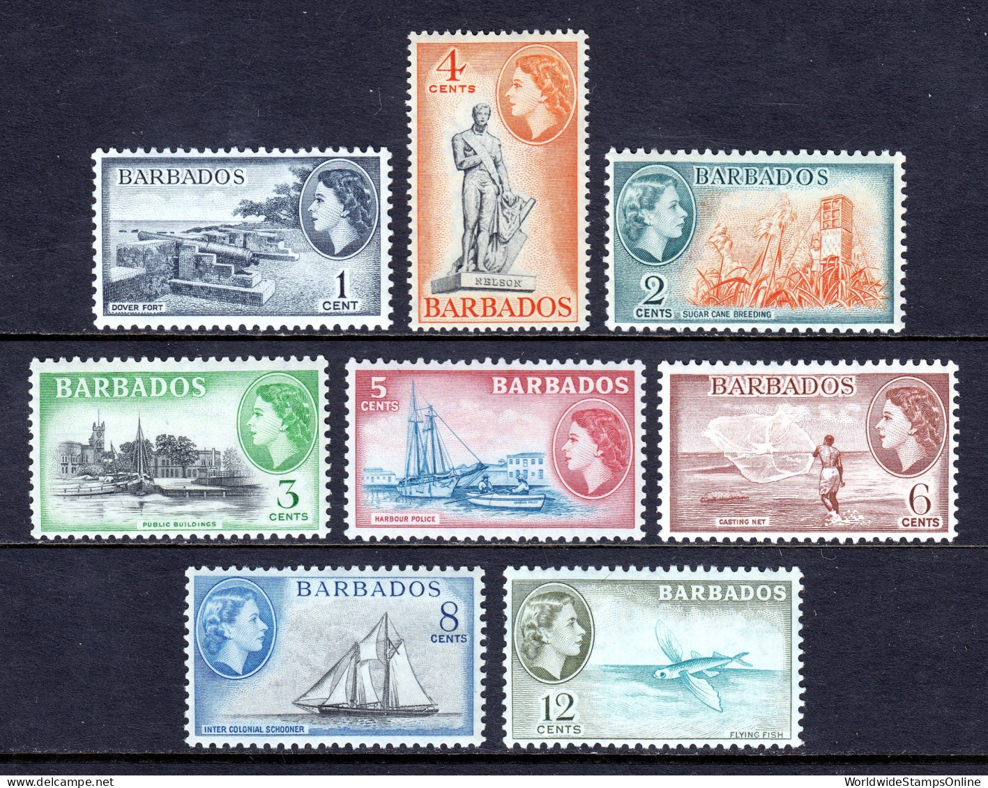 Barbados - Scott #235//242 - MNH - Minor Crease #241 - SCV $7.80 - Barbados (...-1966)