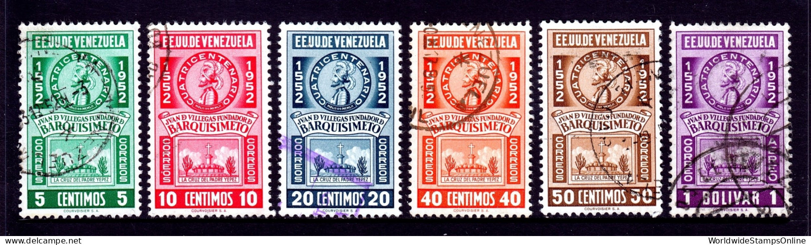 Venezuela - Scott #635-640 - Used - Small Crease #640 - SCV $9.00 - Venezuela