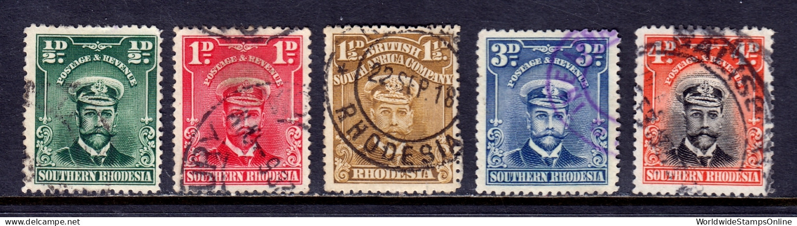 Southern Rhodesia - Scott #1//6 - Used - SCV $9.65 - Southern Rhodesia (...-1964)