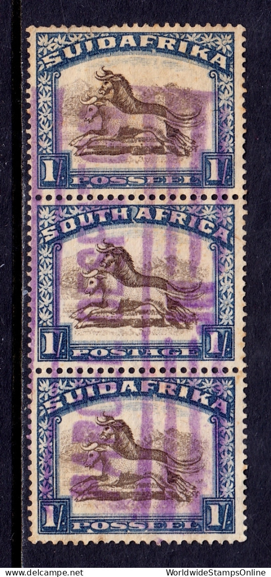 South Africa - Scott #43c - Strip/3 - Used - See Description - SCV $48 - Timbres-taxe