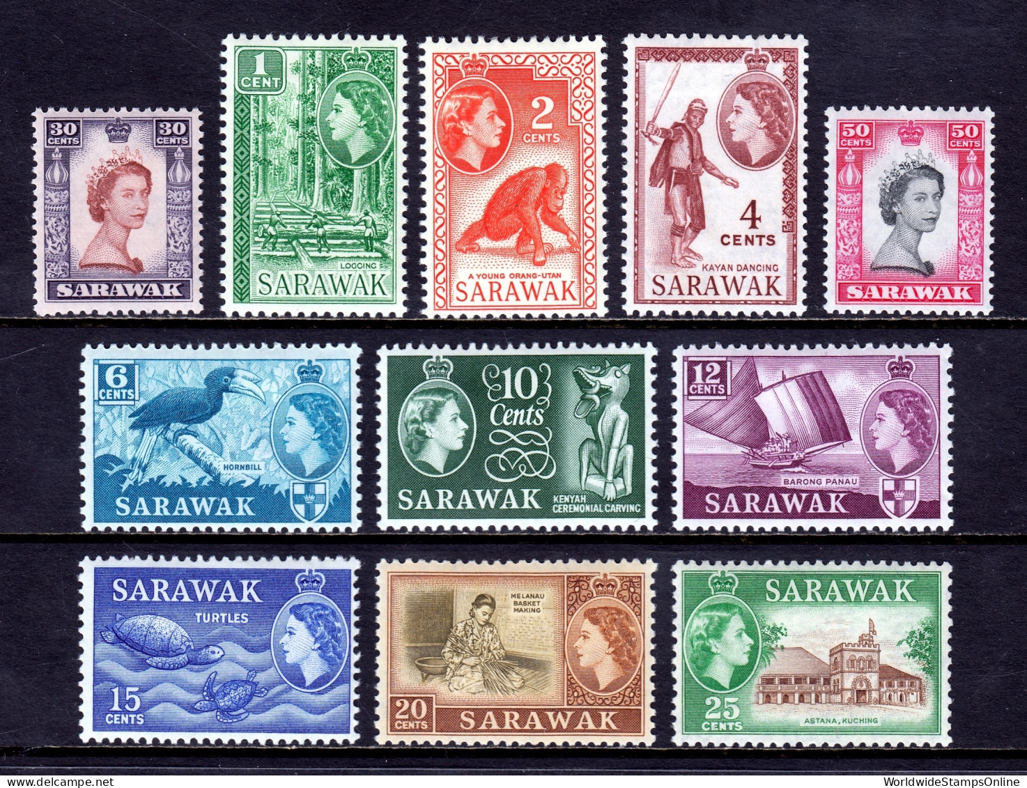 Sarawak - Scott #197//208 - MH - Short Set - SCV $33 - Sarawak (...-1963)