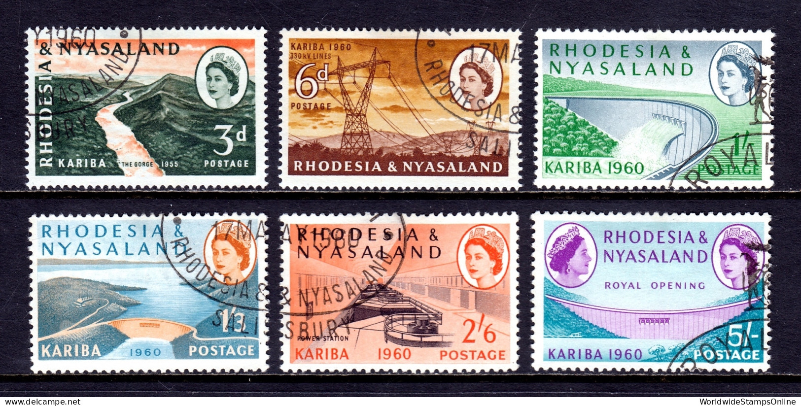 Rhodesia And Nyasaland - Scott #172-177 - Used - 1st Day Cancels - SCV $28 - Rodesia & Nyasaland (1954-1963)