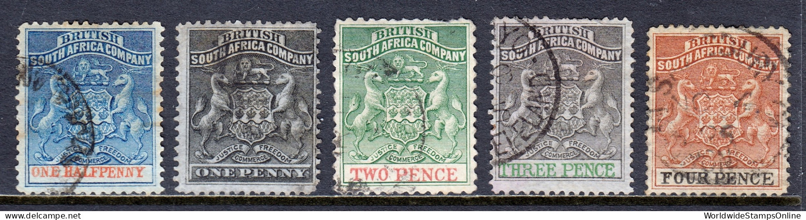 Rhodesia - Scott #1//5 - Used - See Description - SCV $25 - Southern Rhodesia (...-1964)