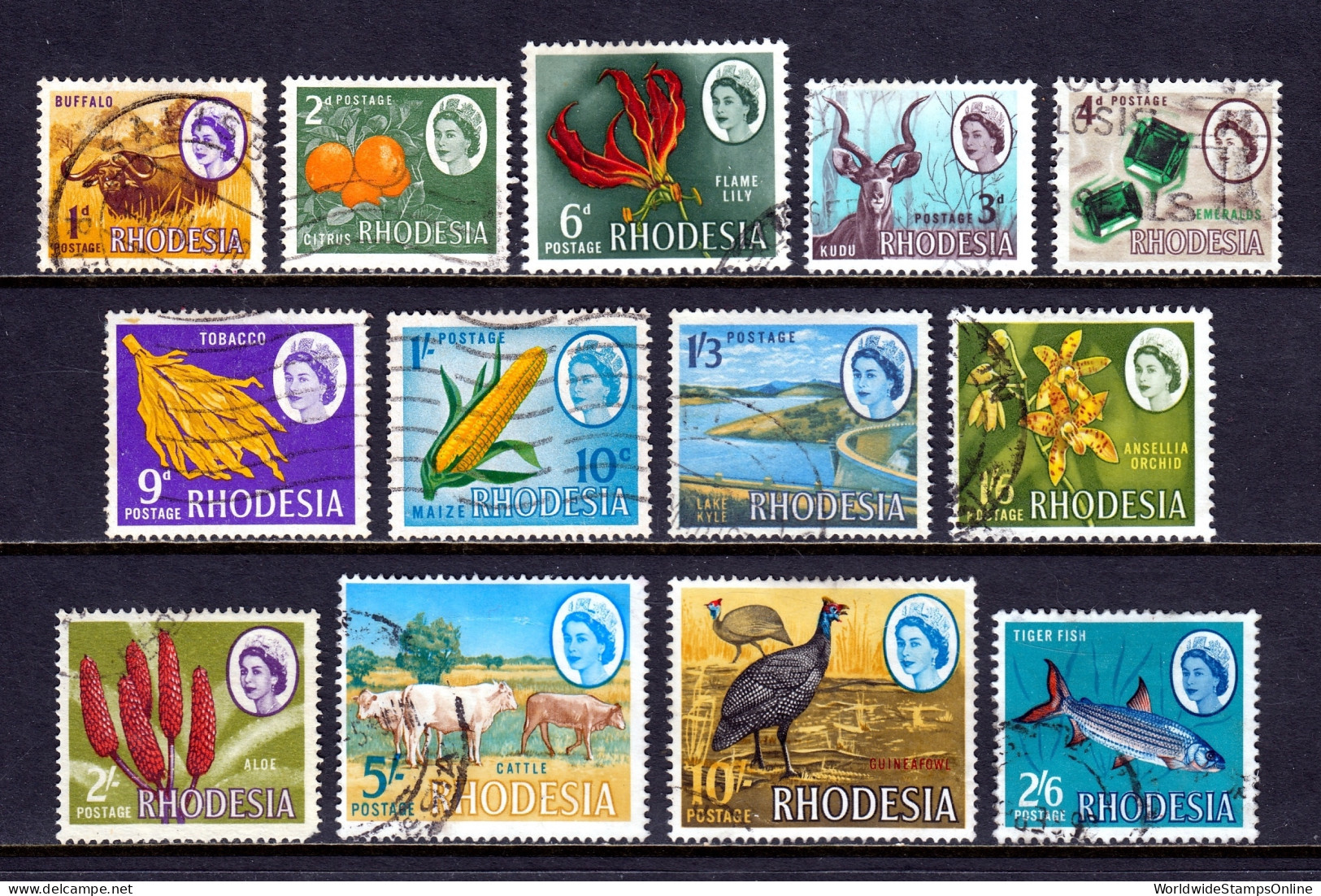 Rhodesia - Scott #223//235 - Used - Short Set, Creasing On #234, 235 - SCV $8.30 - Southern Rhodesia (...-1964)