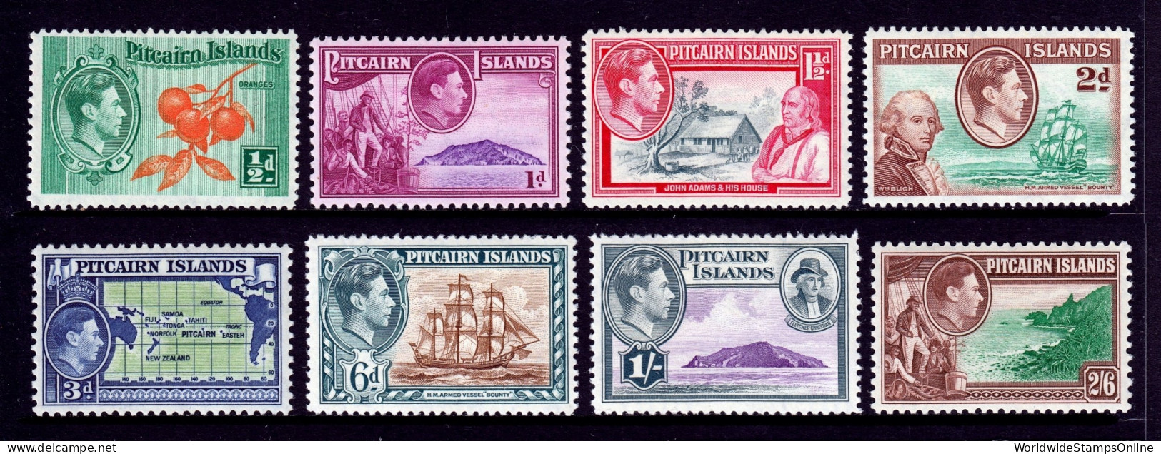 Pitcairn Islands - Scott #1//8 - MH - Short Set - SCV $42 - Pitcairninsel