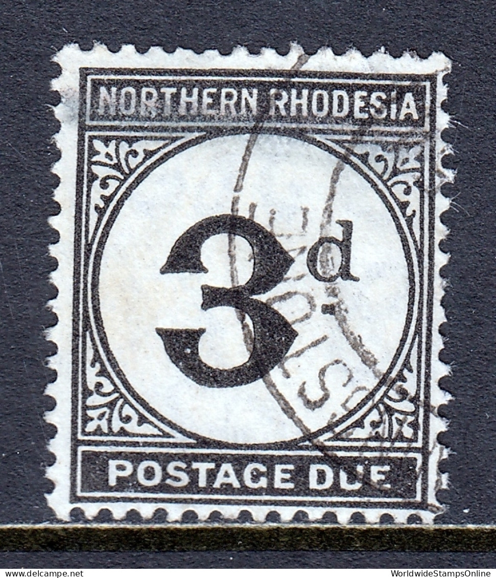 Northern Rhodesia - Scott #J3 - Used - Ink Smear At Top - SCV $27 - Rhodésie Du Nord (...-1963)