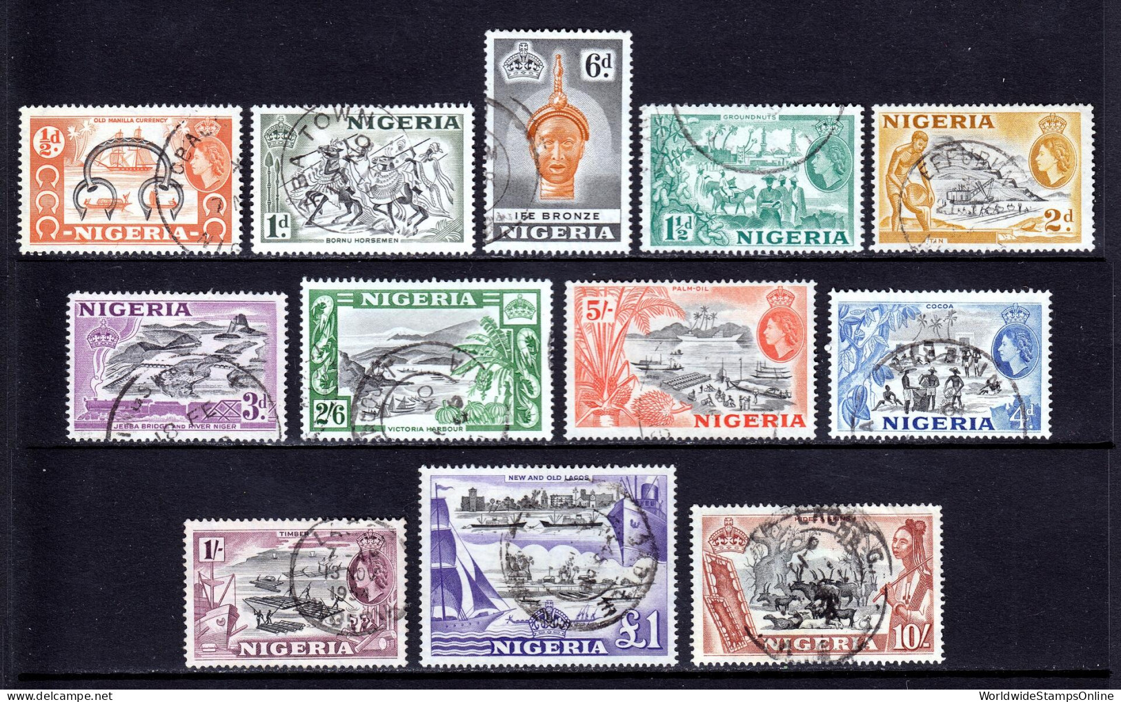Nigeria - Scott #80-91 - Used - Crease #90 - SCV $24 - Nigeria (...-1960)