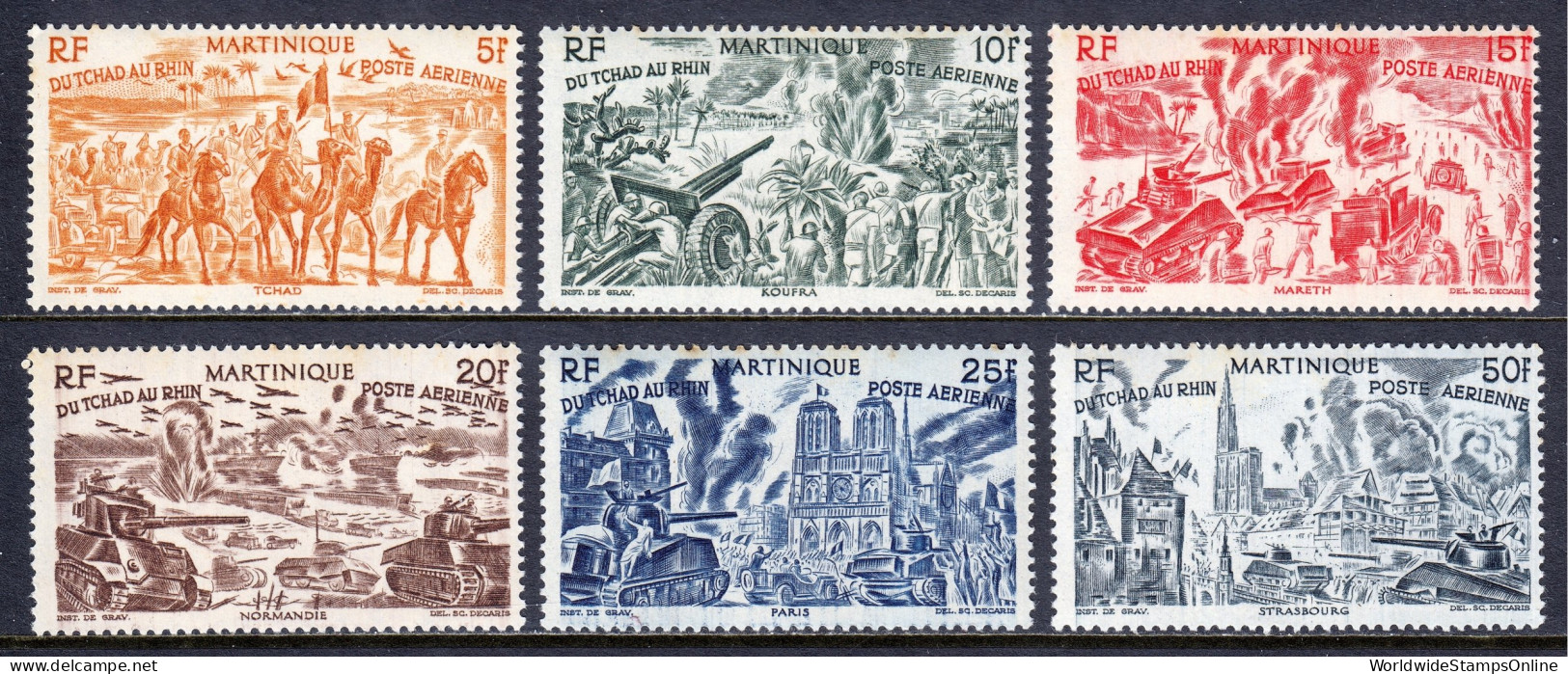 Martinique - Scott #C4-C9 - MNH - Toning Specks - SCV $8.85 - Aéreo