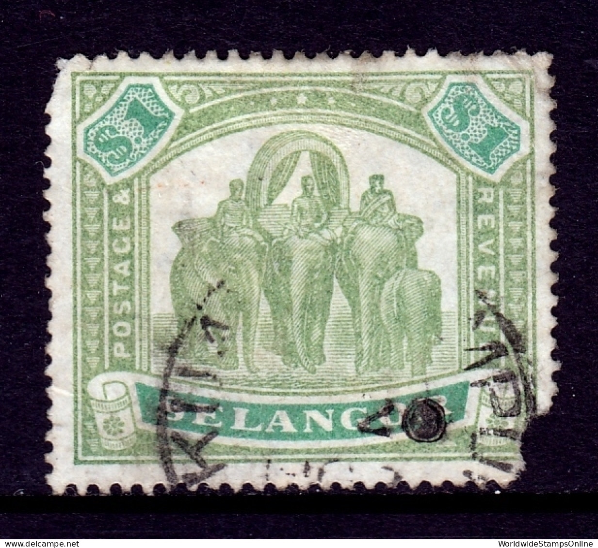 Malaya (Selangor) - Scott #36 - Used - Spacefiller With Faults - SCV $150 - Selangor