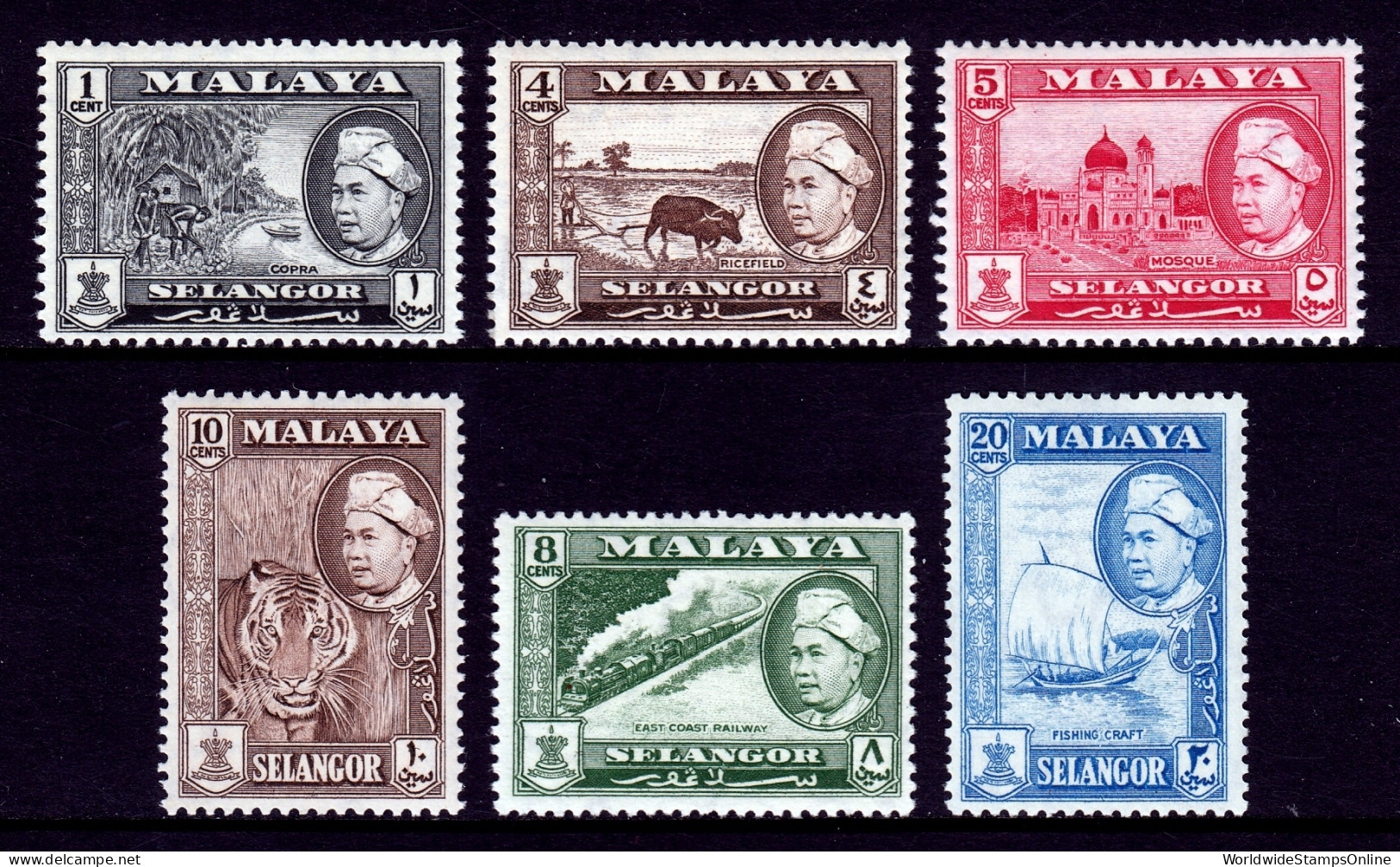 Malaya (Selangor) - Scott #102//108 - MNH - Short Set - SCV $9.50 - Selangor