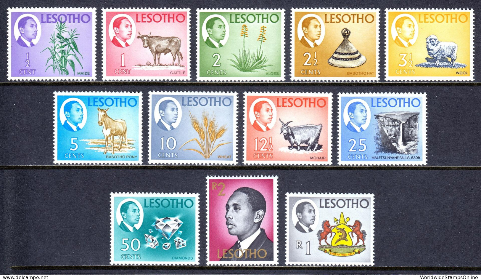 Lesotho - Scott #25-36 - MH - SCV $10 - Lesotho (1966-...)