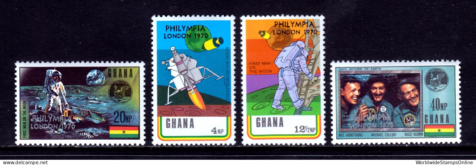 Ghana - Scott #386-389 (note) - Philympia Overprint - MNH - SCV $20 - Ghana (1957-...)