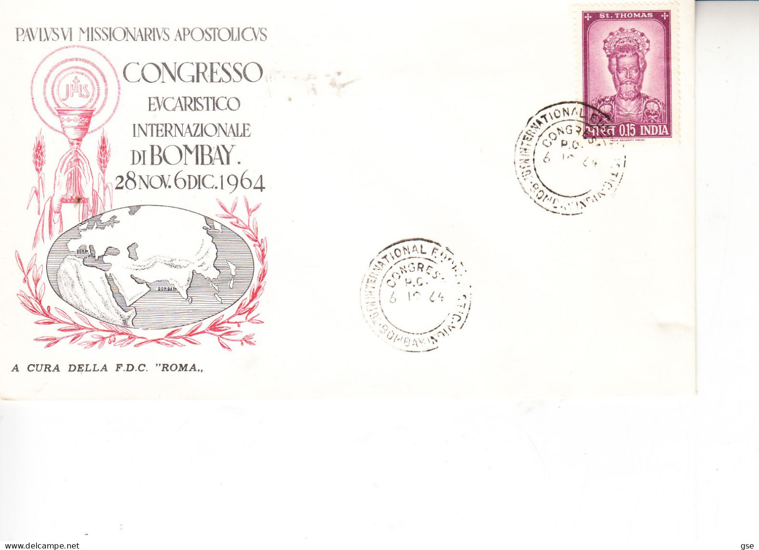 INDIA  1964 - Congresso Eucaristico - Bombay - Annullo Speciale - Storia Postale