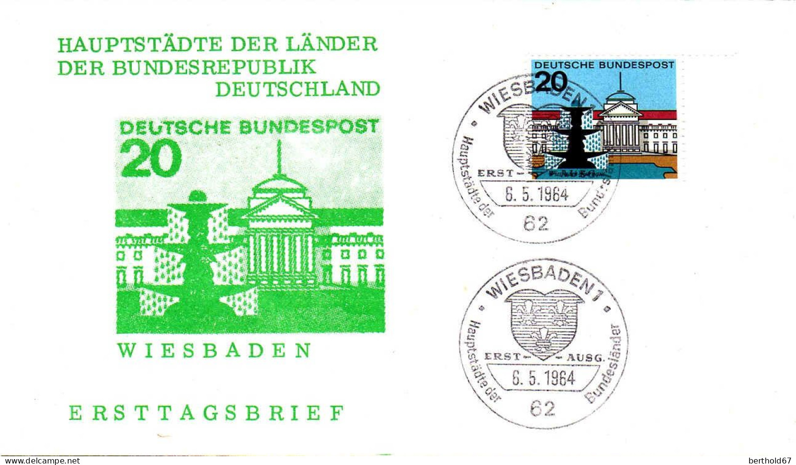 RFA Poste Obl Yv: 292 Mi:420 Wiesbaden-Kurhaus (TB Cachet à Date) Fdc Wiesbaden 6-5-64 - 1961-1970