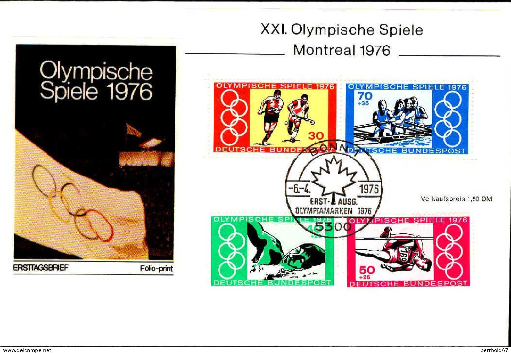 RFA Poste Obl Yv: 735/738 Jeux Olympiques D'été Montréal (TB Cachet à Date) Fdc Bonn 6-4-76 - 1971-1980