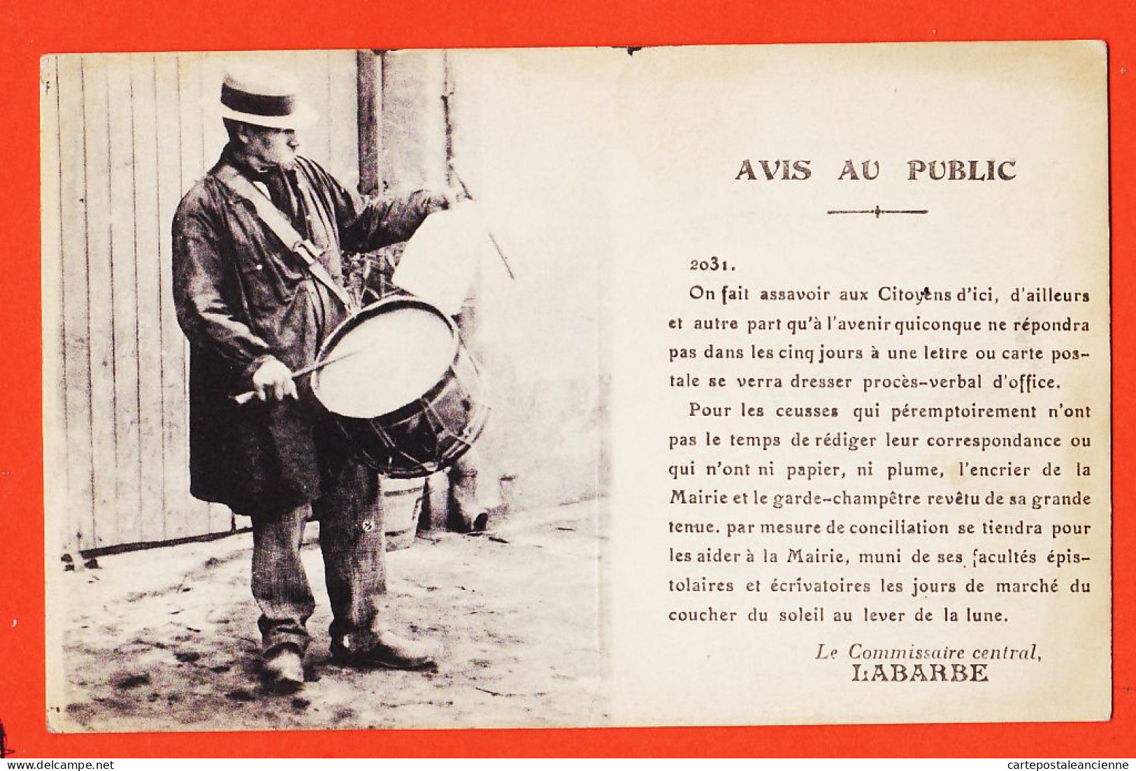 19109 / SAINT-GERVAIS-AUVERGNE (63) AVIS Au PUBLIC Commissaire Central LABARBE 2031 Photo MICHEL St - Saint Gervais D'Auvergne
