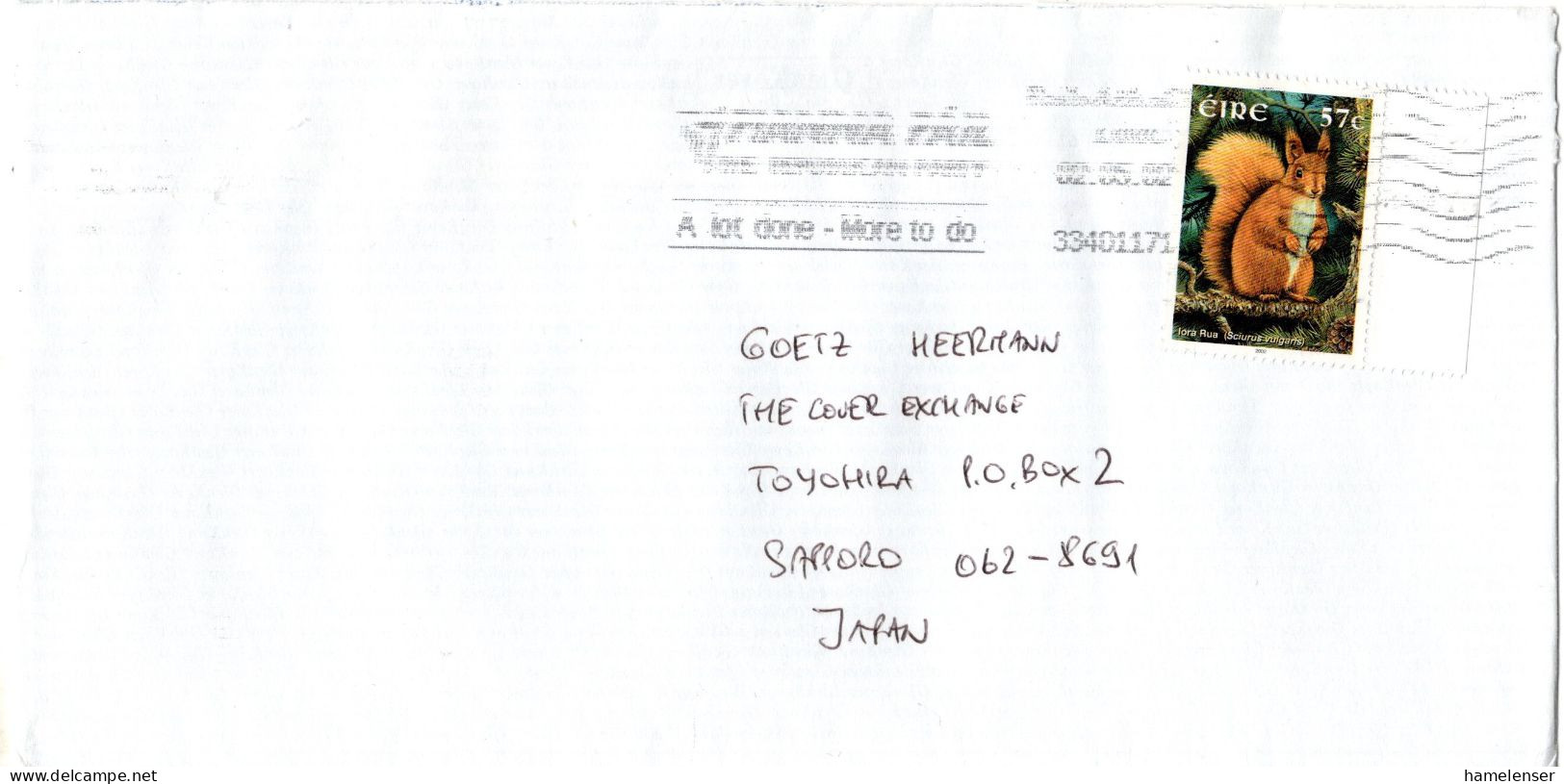 L76725 - Irland - 2002 - 57c Eichhoernchen EF A Bf ... - ... -> Japan - Cartas & Documentos