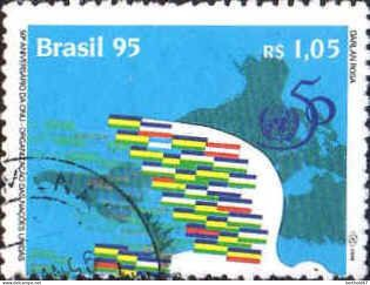 Brésil Poste Obl Yv:2252/2253 50.Anniversaire Des Nations Unies (Beau Cachet Rond) - Usados