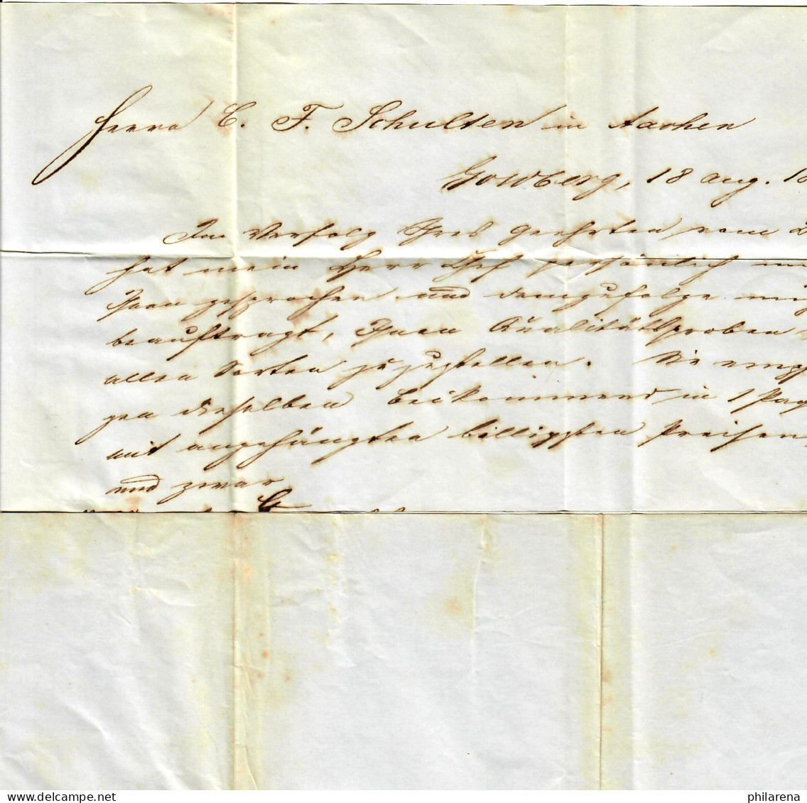 Paketbegleitbrief Goldberg/Schlesien Nach Aachen 1854 - Cartas & Documentos