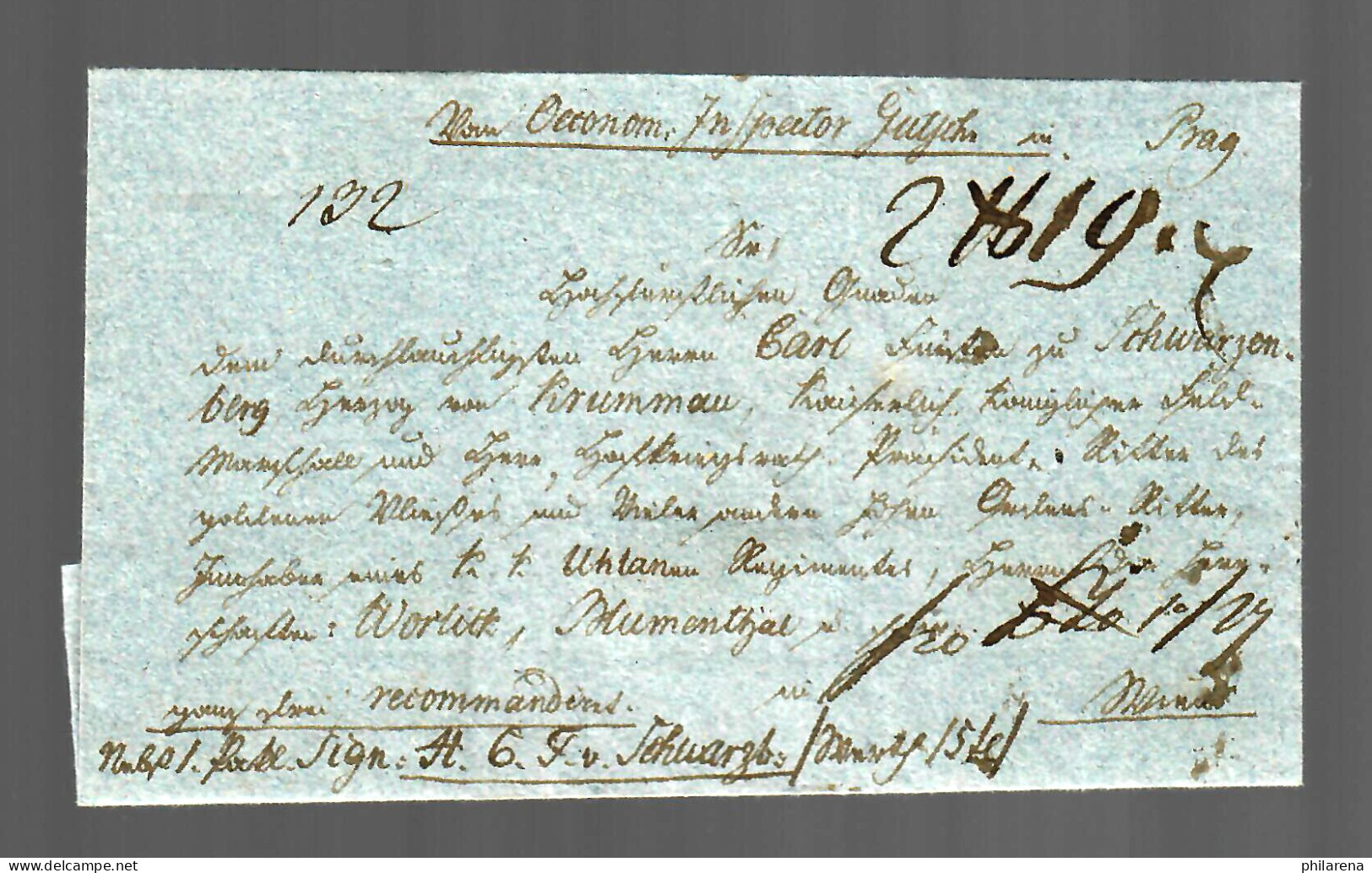 Böhmen Einschreiben Ca. 1830 - ...-1850 Prephilately