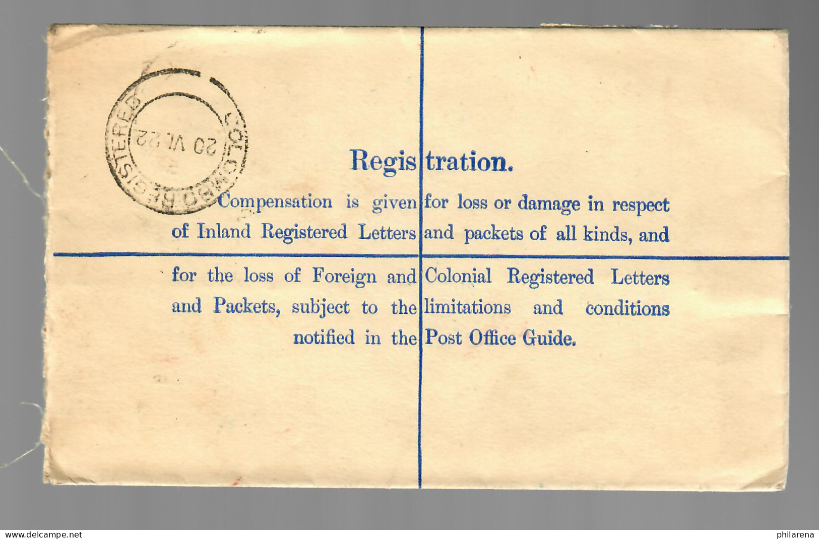 Registered Letter Colombo Courts To London 1922 - Sri Lanka (Ceylon) (1948-...)