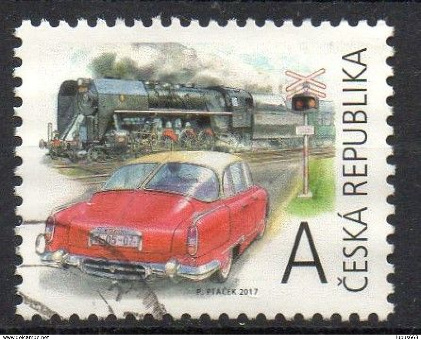 R Tschechische Republik 2017 MiNr. 948 O/used  Tatra 603, BÜ, Dampflok - Gebraucht