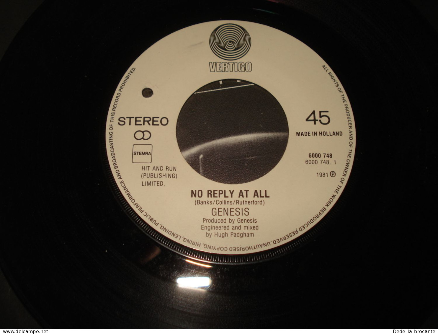 B14 /  Genesis – No Reply At All - SP - Vertigo – 6000 748 - Neth  1981  EX/VG+ - Rock