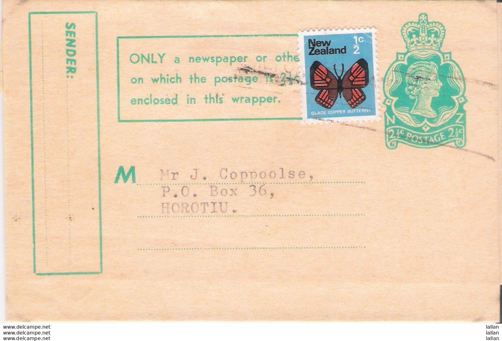 Glade Copper Butterfly, New Zealand, 1970, 2-Newspapaer Wrapper, Condition As Per Scan - Storia Postale