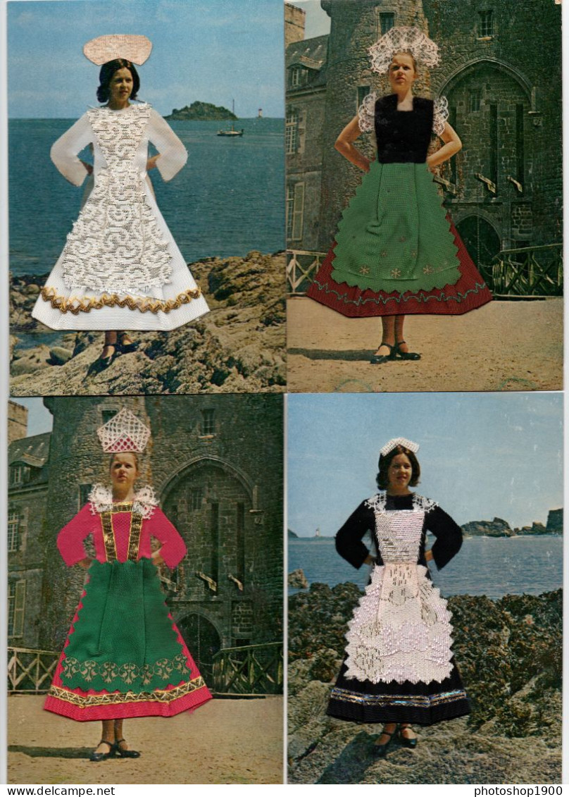 8 Cartes Postales De Collection . Costumes Bretons . Brodée - Colecciones Y Lotes