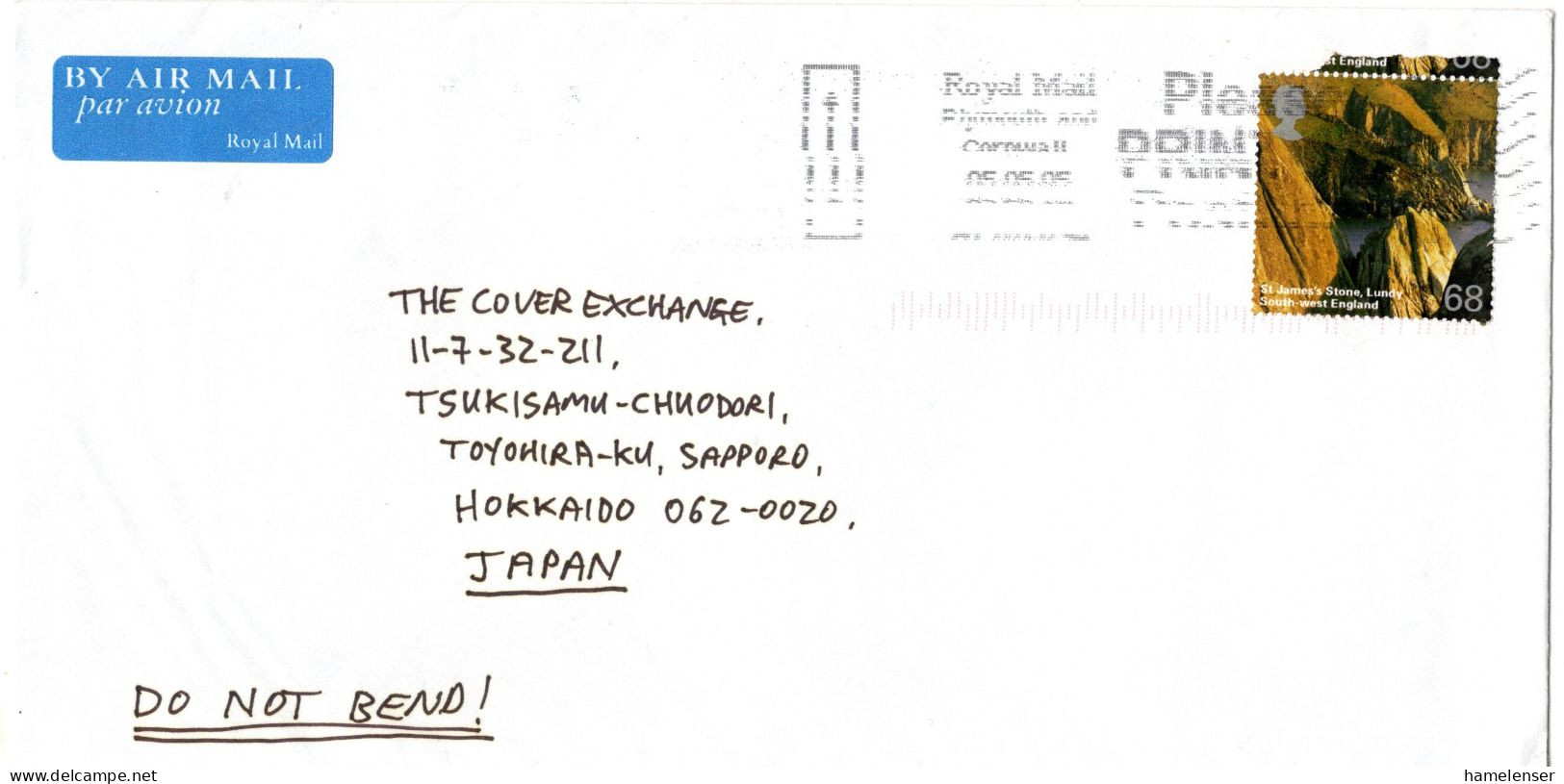 L76732 - Grossbritannien - 2005 - 68p Lundy EF A LpBf PLYMOUTH - ... -> Japan - Lettres & Documents