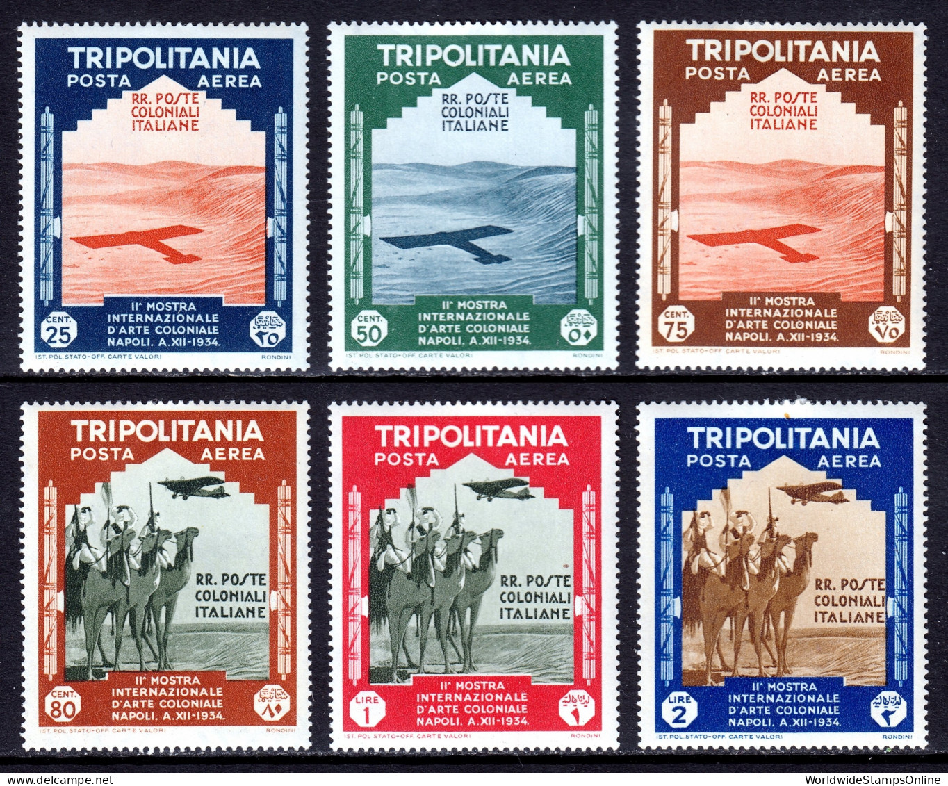 Tripolitania - Scott #C43-C48 - MH - Crease #C44, Toning Spot #C48 - SCV $31 - Tripolitaine