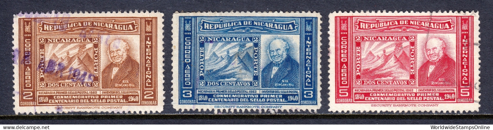 Nicaragua - Scott #C254-C256 - Used - Remnant Gum, See Desc. - SCV $5.70 - Nicaragua