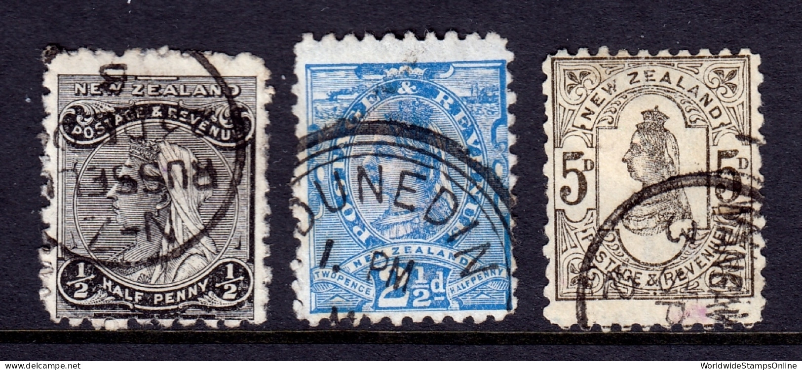 New Zealand - Scott #67A-69 - Used - #68 Has Heavy Old-time Hinge - SCV $30 - Used Stamps