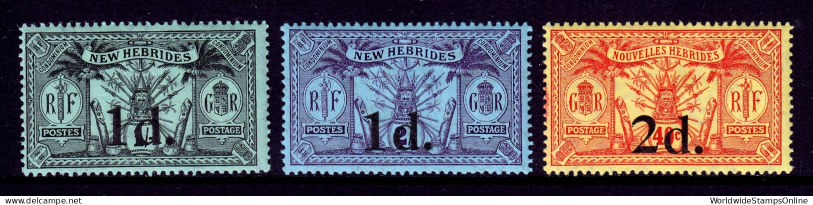 New Hebrides (EN) - Scott #27, 28, 30 - MH - See Description - SCV $7.75 - Nuovi