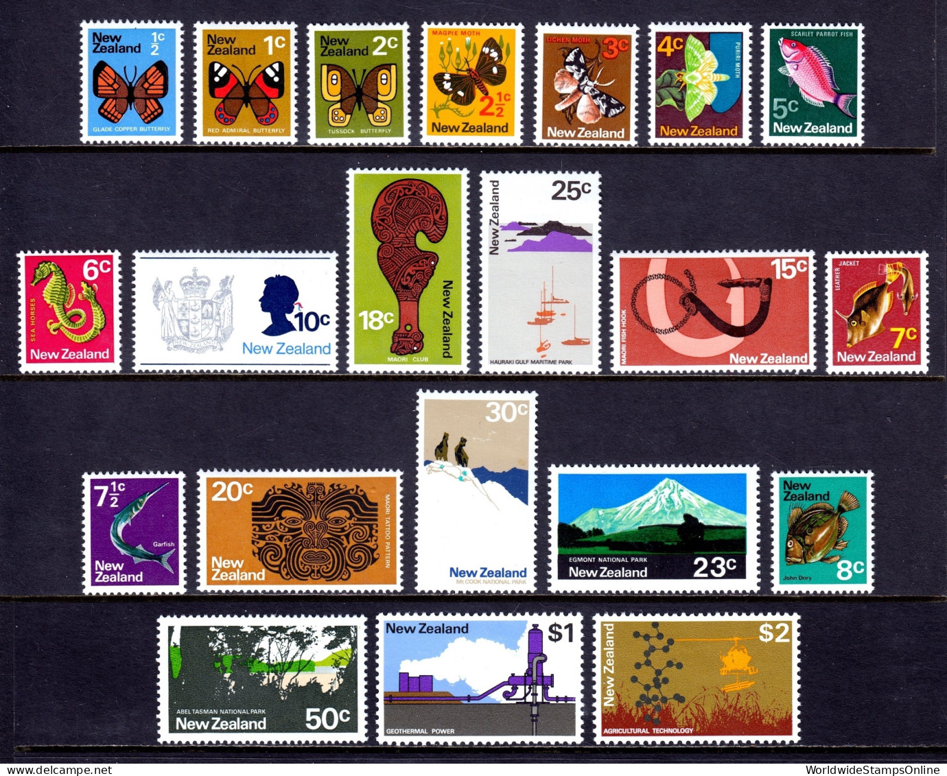 New Zealand - Scott #438-458 - MH - See Description - SCV $14 - Unused Stamps