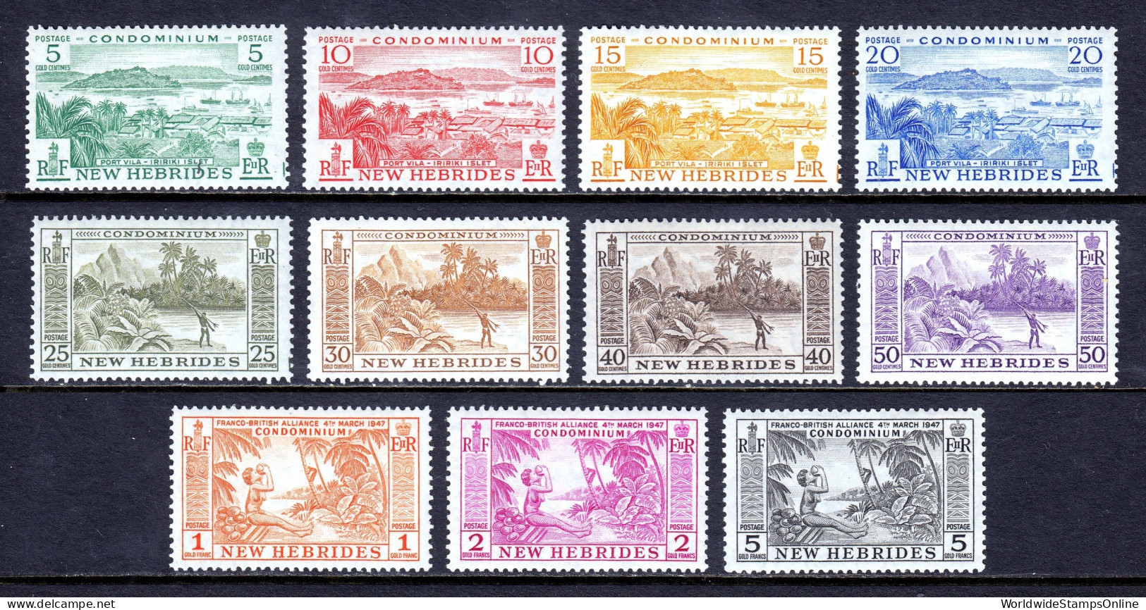 New Hebrides (EN) - Scott #82-92 - MH - Crease #88 - SCV $23 - Ongebruikt