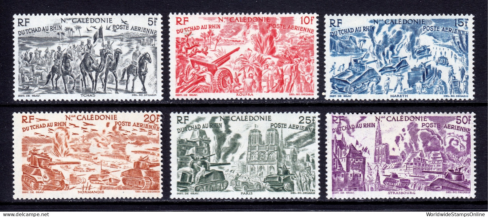 New Caledonia - Scott #C15-C20 - MH - Puncture UL #C16, Thin #C18 - SCV $13 - Ongebruikt