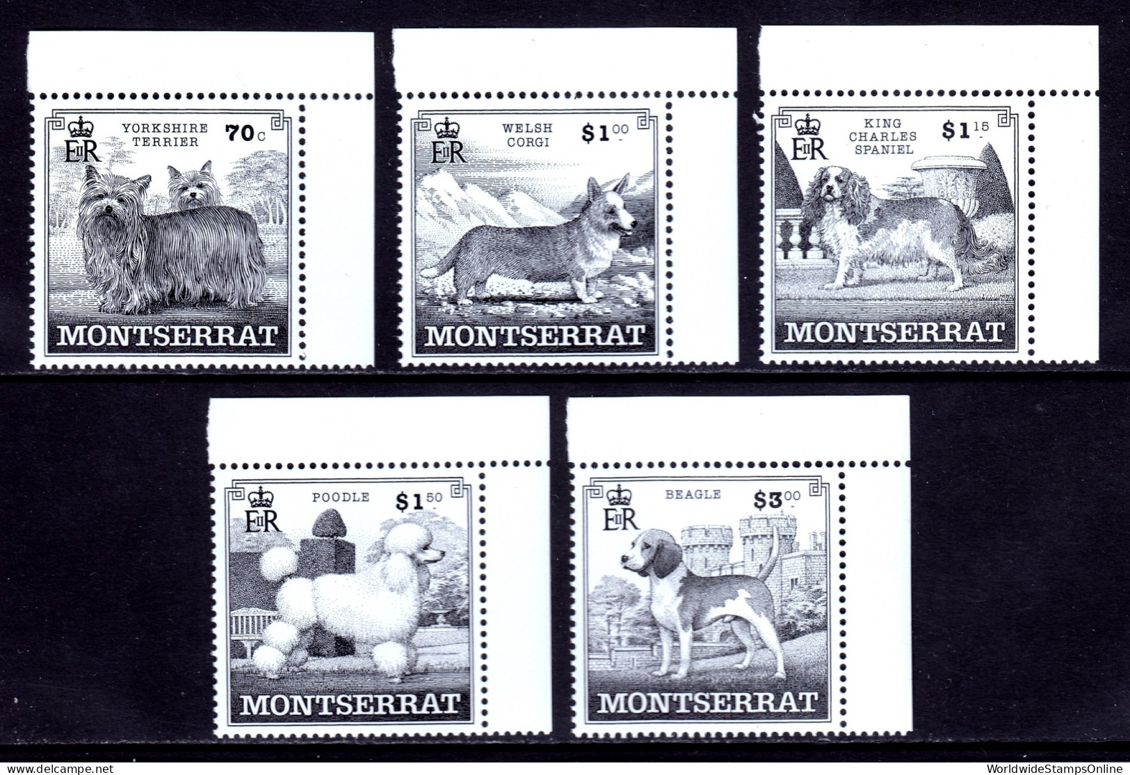 Montserrat - Scott #989-993 - MNH - Minor Selvage Crease #993 - SCV $15 - Montserrat