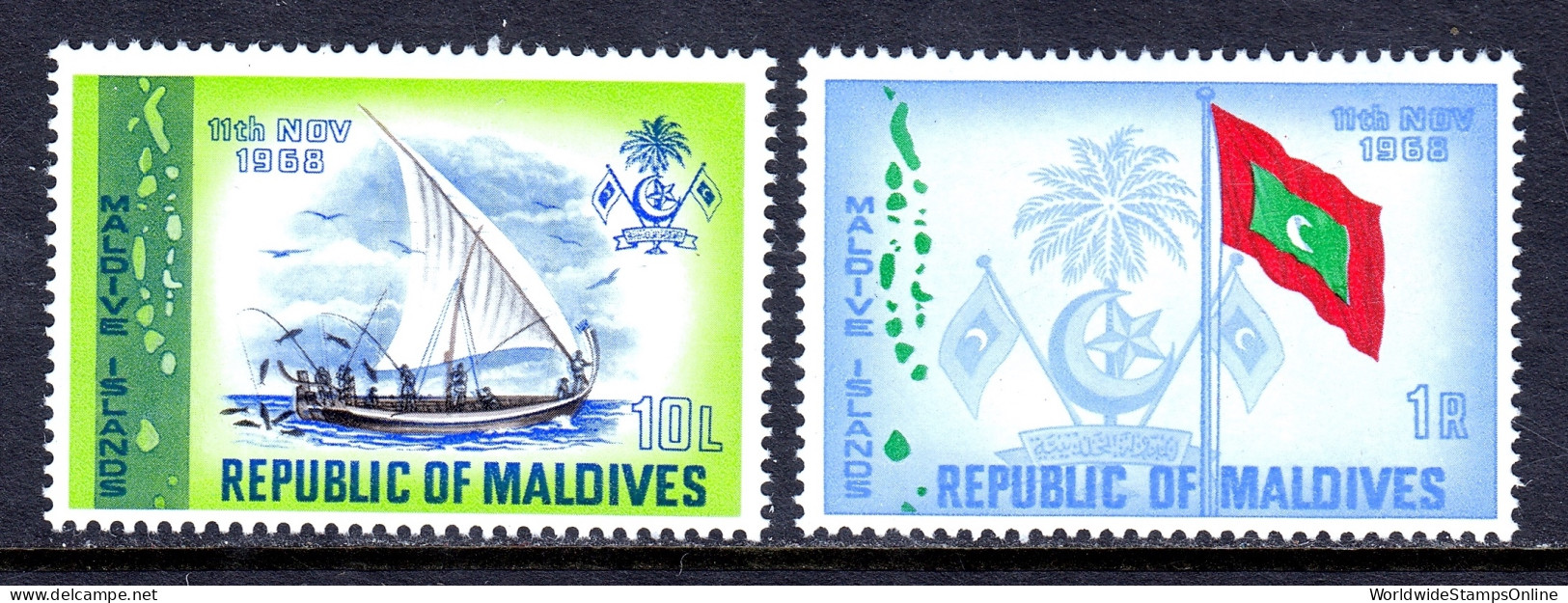 Maldives - Scott #292-293 - MH - SCV $7.00 - Maldivas (1965-...)