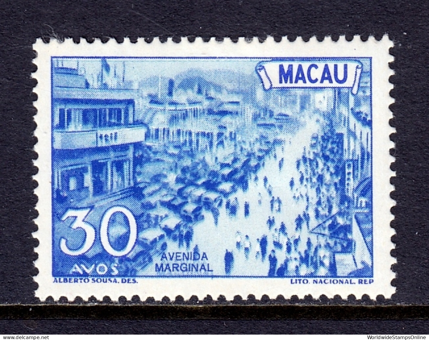 Macao - Scott #346 - MH - Paper Adhesion/rev., Small Thin - SCV $28 - Unused Stamps