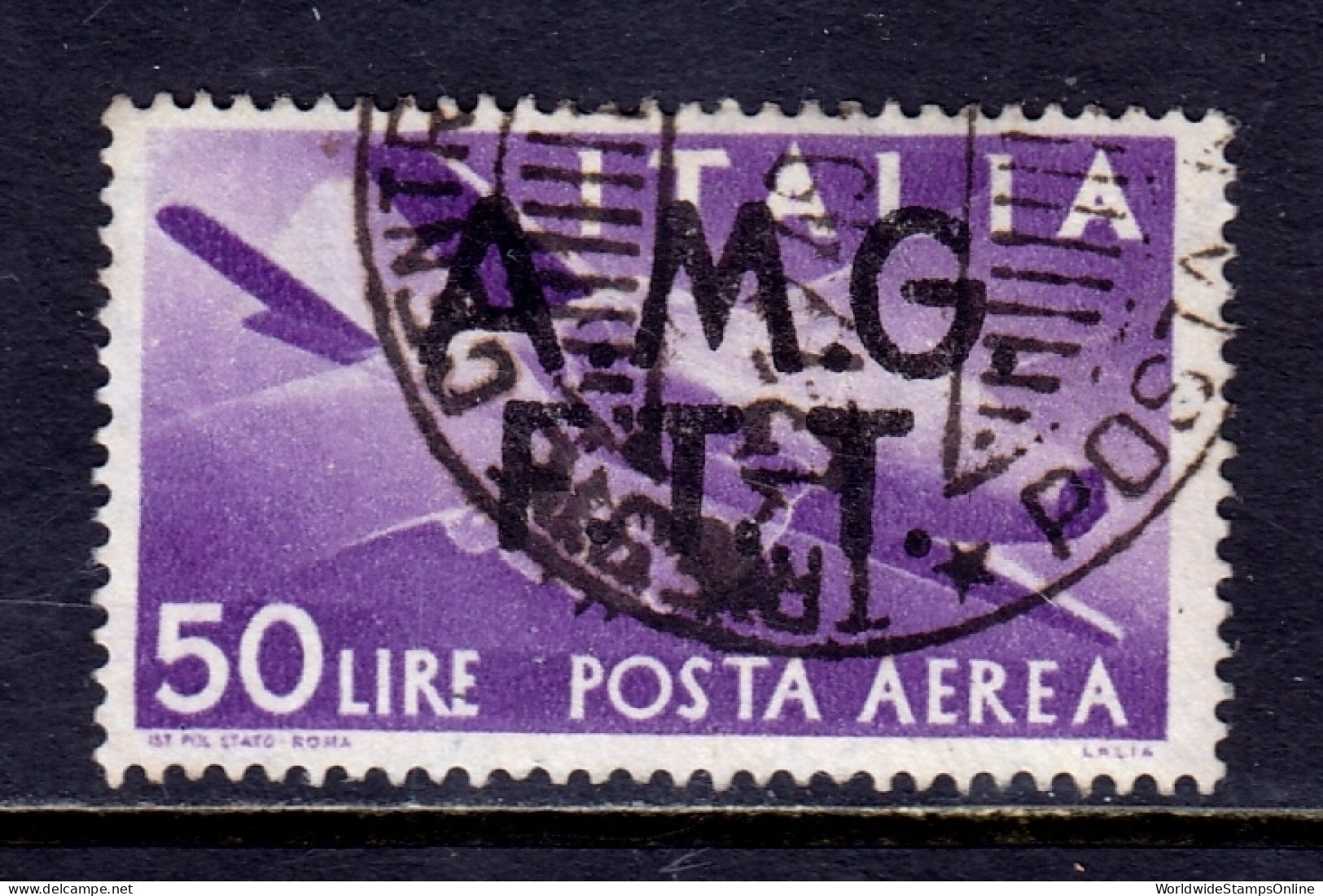 Italy (Trieste) - Scott #C6 - Used - A Bit Of Remnant Gum - SCV $25 - Correo Aéreo