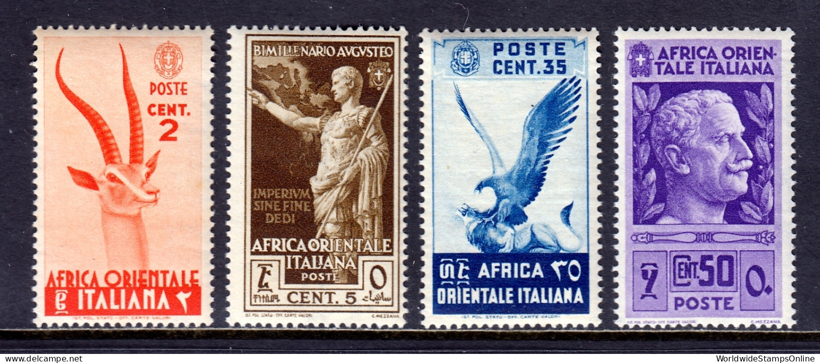 Italian East Africa - Scott #1, 2, 9, 10 - MNH - SCV $9.75 - Africa Oriental